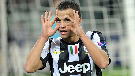 Sebastian Giovinco celebrates after scoring Juve's third in the rout of FC Nordsj�lland