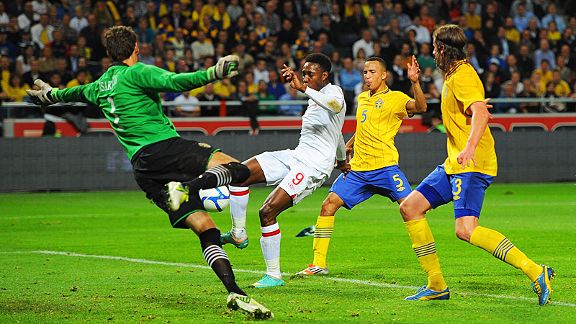 Danny Welbeck equalises for England against Sweden from close range
