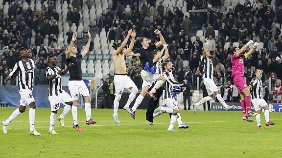 Juventus celebrate their win over Chelsea