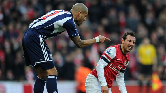 Steven Reid accuses Santi Cazorla of diving to win a penalty for Arsenal's opener against West Brom