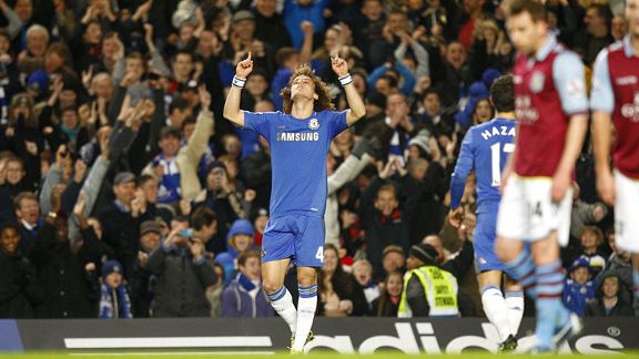 David Luiz celebrates after doubling Chelsea's lead