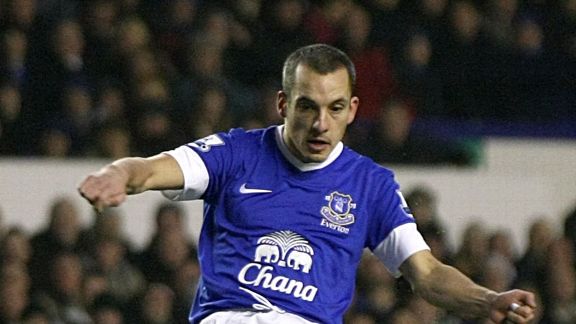 Leon Osman scored Everton's first goal in their Premier League game against Wigan
