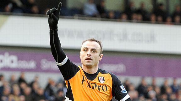 Dimitar Berbatov celebrates after firing Fulham into the lead at West Brom
