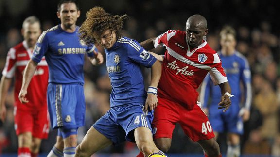David Luiz and Stephane Mbia battle it out in a fierce west London derby