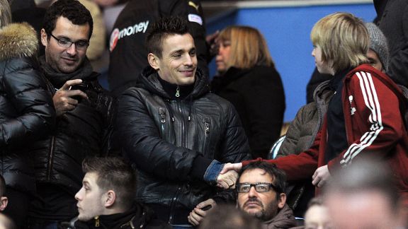 Lille defender Mathieu Debuchy in the crowd at St James' Park ahead of a move to Newcastle
