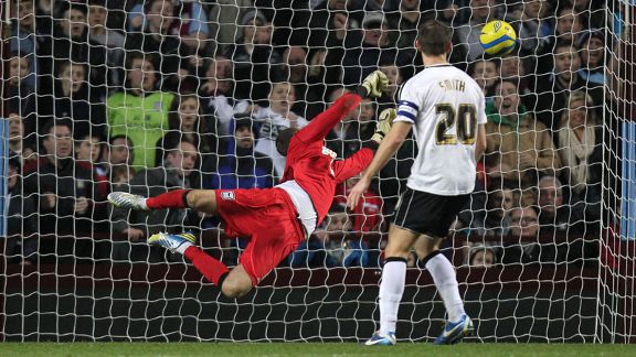 Ipswich goalkeeper Scott Loach fails to keep out Andreas Weimann's effort as Aston Villa win 2-1