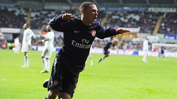Kieran Gibbs put Arsenal in front at Swansea with a fine volley