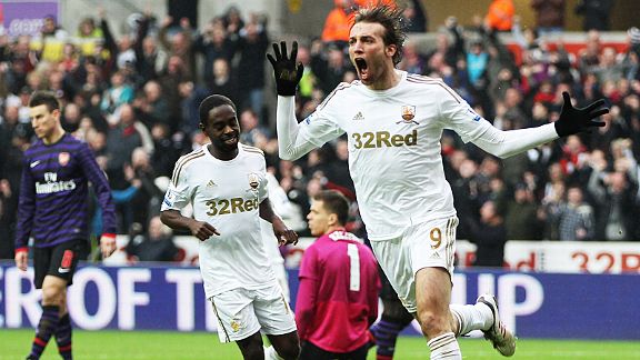 Michu needed a matter of seconds to put Swansea in front against Arsenal after coming on as a substitute