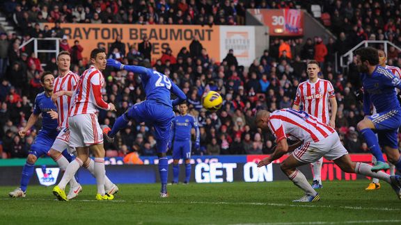 Jon Walters heads through his own net against Chelsea