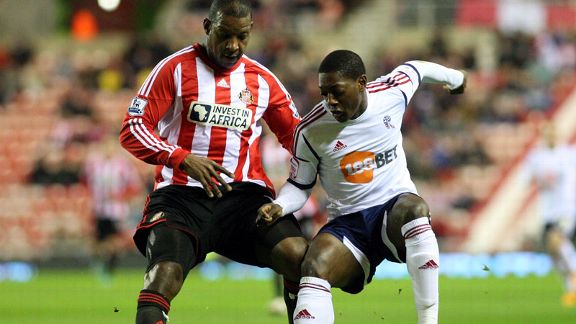 Bolton goalscorer Marvin Sordell in FA Cup action against Sunderland