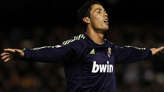 Cristiano Ronaldo celebrates after scoring against Valencia