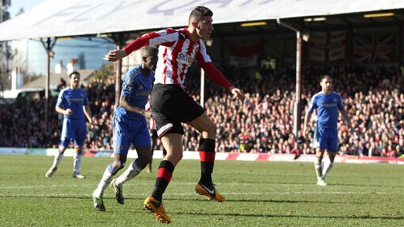 Marcello Trotta fires Brentford into the lead just before half-time