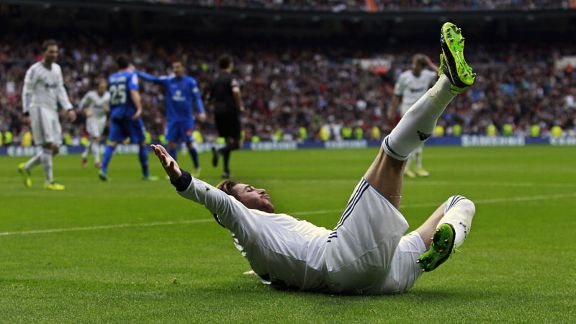 Sergio Ramos celebrates netting the opener against Getafe