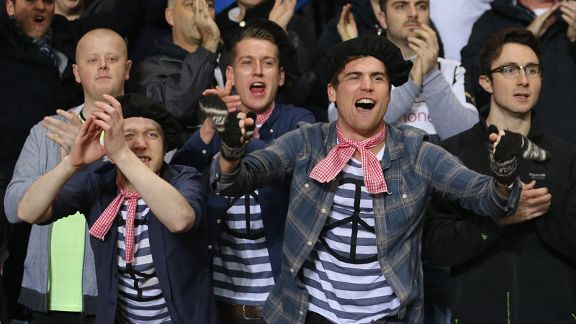 Newcastle fans get into the Gallic spirit for their game at Aston Villa