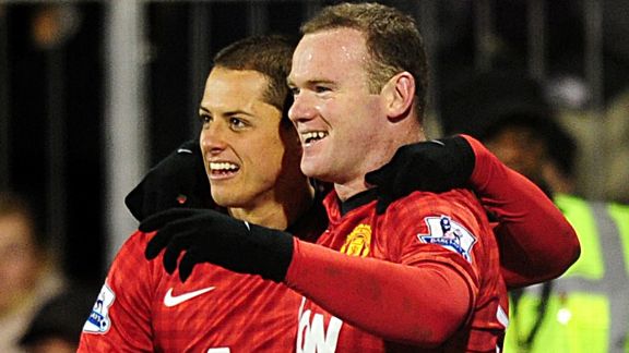 Wayne Rooney Javier Hernandez celeb v Fulham