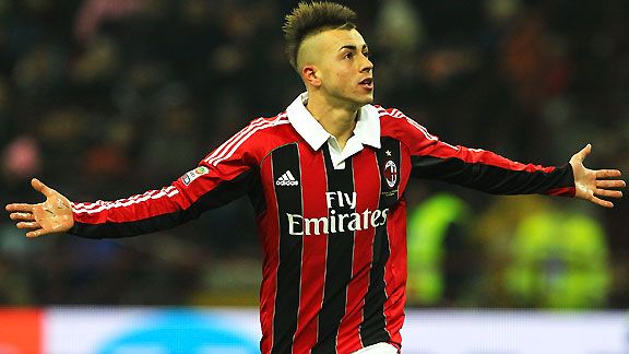 AC Milan's Stephan El Shaarawy celebrates his goal against Inter