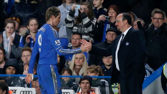 Rafael Benitez and Fernando Torres shake hands