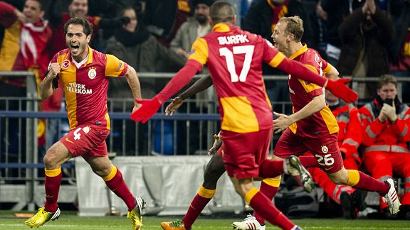 Hamit Altintop is all smiles after equalising for Galatasaray at Schalke