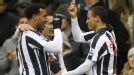 Peter Odemwingie celebrates his second goal with Giles Barnes