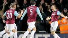 West Ham celebrate Mark Noble's strike