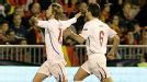 Jaroslav Plasil (l) celebrates with Tomas Sivok after putting Czech Republic in front in Spain.