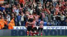 Sunderland celebrate their dramatic late victory over Bolton