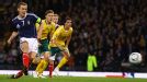Darren Fletcher of Scotland misses a penalty against Lithuania