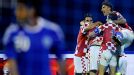 Croatia celebrate Eduardo's second goal during the 3-1 win against Israel.