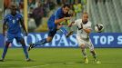 Giampaolo Pazzini scores Italy's goal against Slovenia.