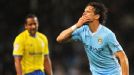 Owen Hargreaves celebrates scoring on his Man City debut