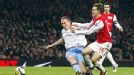 Richard Dunne brings down Aaron Ramsey, giving Arsenal a route back into the FA Cup tie.