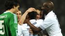 Florent Malouda celebrates after doubling France's advantage against Germany