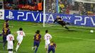 Lionel Messi sends Christian Abbiati the wrong way for his second penalty of the night.