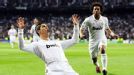 Marcelo joins Cristiano Ronaldo to celebrate Real Madrid's second against Bayern Munich.