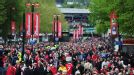Fans make their way up Wembley Way ahead of the match