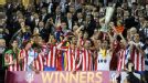 Atletico Madrid lift the Europa League trophy