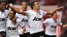 Robin van Persie celebrates scoring his side's third goal