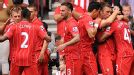 Southampton celebrate Rickie Lambert's opening goal 