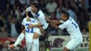 Diego Milito celebrates after putting Inter Milan into the lead
