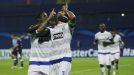 Lucho Gonzalez celebrates after putting Porto ahead at Dinamo Zagreb just before half-time