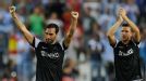 Jesus Gamez and Ignacio Camacho celebrate Malaga's victory