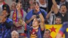 Cristian Tello celebrates after putting Barcelona 1-0 up against Spartak Moscow