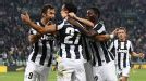 Juve's Fabio Quagliarella celebrates his opening goal against Chievo
