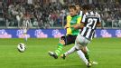 Fabio Quagliarella scores his and Juventus' second goal of the game against Chievo