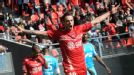 Anthony Le Tallec celebrates scoring against Marseille