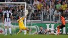 Shakhtar Donetsk's Alex Teixeira scores past Juventus goalie Gianluigi Buffon
