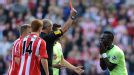 Chiek Tiote is shown the red card for Newcastle in the Wear-Tyne derby