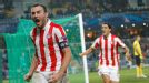 Vasilis Torosidis celebrates after netting the equaliser against Montpellier