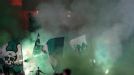 Panathinaikos fans in the smoke against Lazio