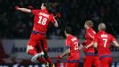 Zlatan Ibrahimovic celebrates after netting the winner for PSG at Nancy